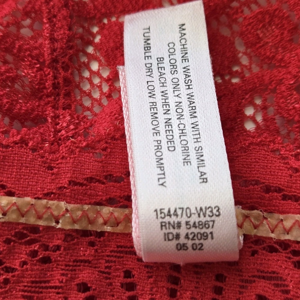 Victoria's Secret Vintage Red Long Lace Bralette Bra Size M Semi Sheer - Picture 5 of 7